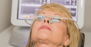 patient receiving LipiFlow treatment for dry eye
