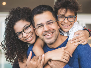 Family wearing glasses