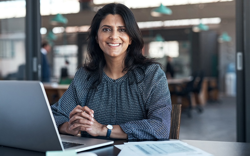 lady at computer