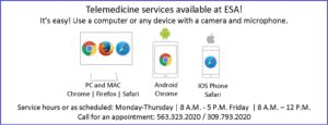 Graphic with Telemed compatible devices, and available times 