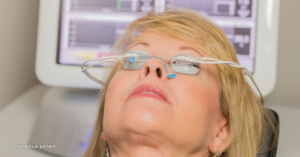 patient receiving LipiFlow treatment for dry eye